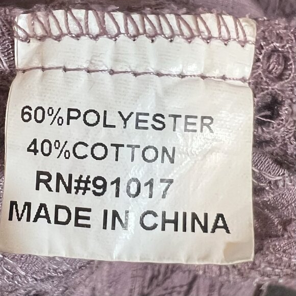 Solitaire Women Top Tunic Embroidery Boho Blouse Medium Purple Tie Flare Sleeve - Picture 10 of 11